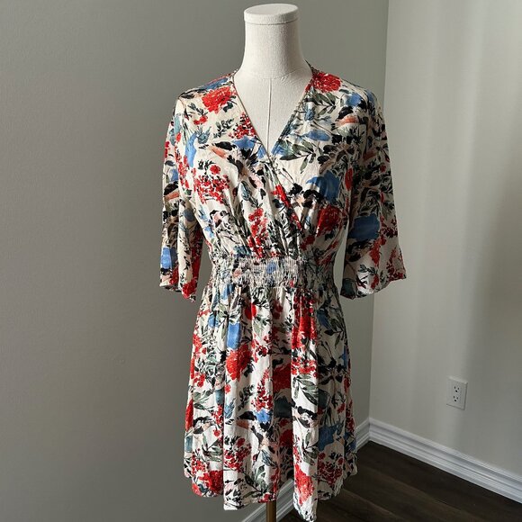 EUC Zara Patterned Mini Dress, Size M Floral Cocktail Dress Zara Party Dress - Picture 2 of 14